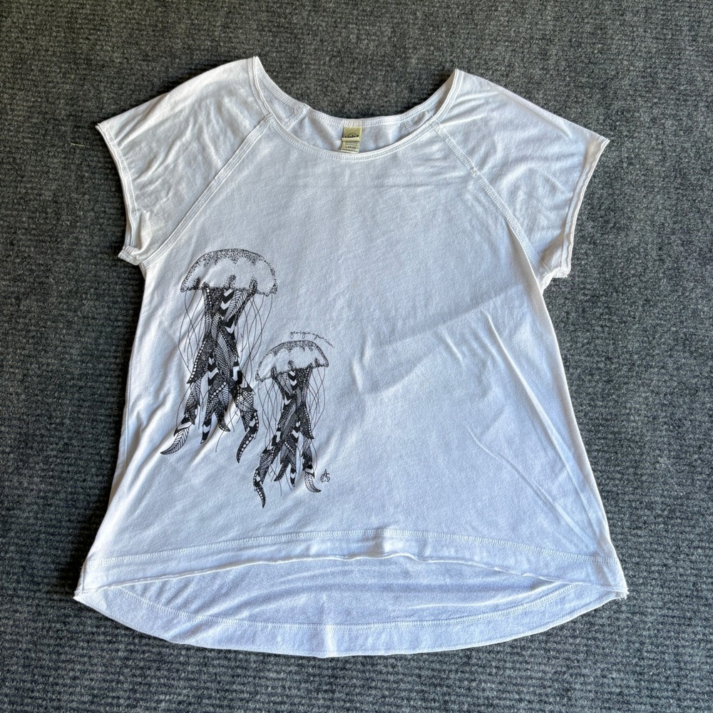 Kavio Georgia Aquarium Jellyfish Graphic Tee White Womens Large Short Sleeve